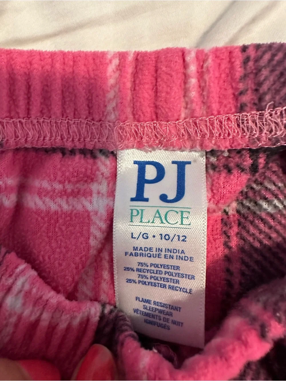 Place Girls Pink and Black Plaid Pajama Bottoms